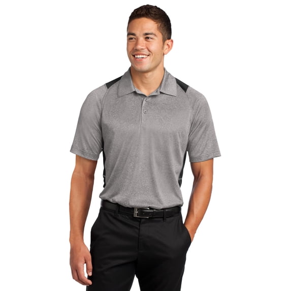 Sport-Tek Heather Colorblock Contender Polo-M (Vintage Heather/ Black)