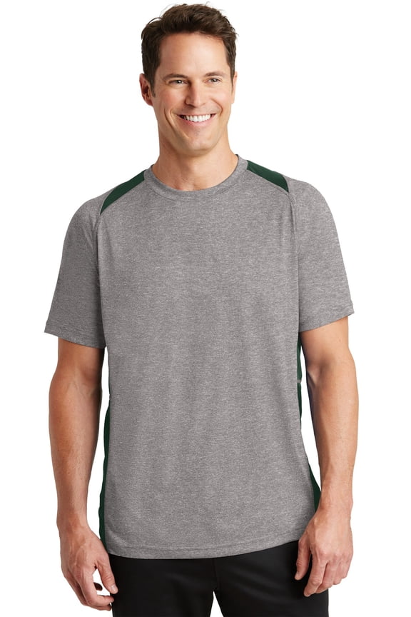 Heather Colorblock Contender T-Shirt_Vintage Heather/Forest Green_L