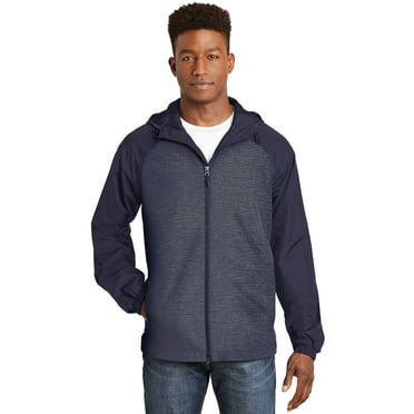 Sport-Tek Heather Colorblock Raglan Hooded Wind Jacket. JST40