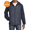 thumbnail image 1 of Sport-Tek JST40 Heather Colorblock Raglan Hooded Wind Jacket, True Navy Heather/ True Navy, 2XL, Mens Coats and Jackets, 1 of 1