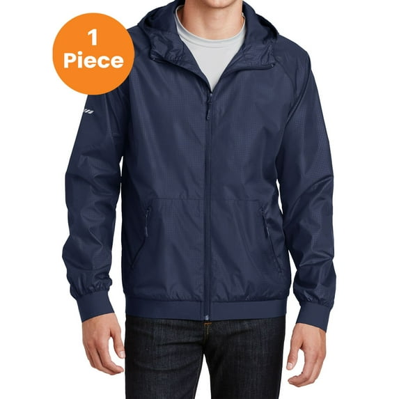 Sport-Tek JST53 Embossed Hooded Wind Jacket, True Navy/ True Navy, 2XL, Mens Zip up Hoodies and Sweatshirts