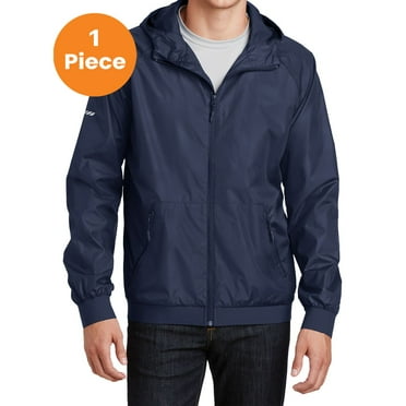 Sport-Tek JST53 Embossed Hooded Wind Jacket, True Navy/ True Navy, XS, Mens Coats and Jackets