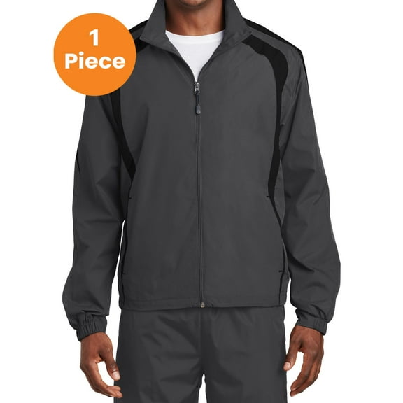 Sport-Tek JST60 Colorblock Raglan Jacket, Graphite Grey/ Black, S, Mens Hoodies and Sweatshirts