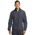 thumbnail image 1 of Sport-Tek JST61 Mens Piped Colorblock Wind Jacket, Graphite Grey, True Navy & White - Small, 1 of 2