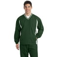 thumbnail image 1 of Sport-Tek JST62 Mens Tipped V Neck Raglan Wind Shirt, Forest Green & White - 4XL, 1 of 2