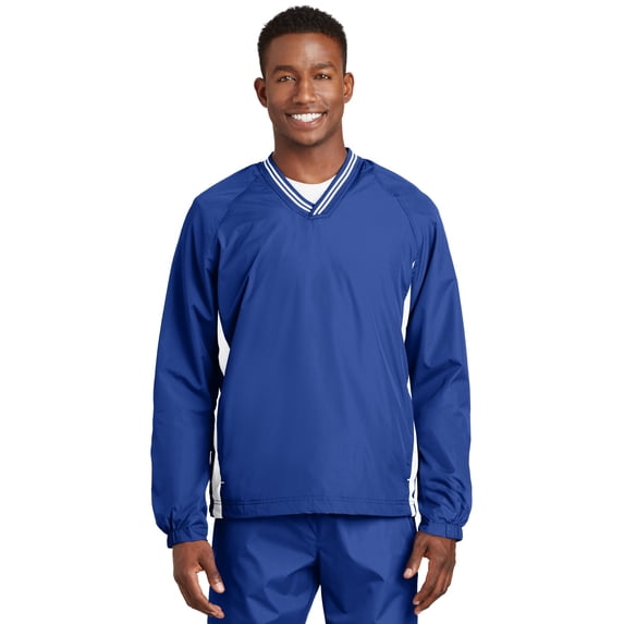 Sport-Tek JST62 Tipped V-Neck Raglan Wind Shirt, Mens Workout Shirts
