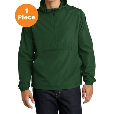 Sport-Tek JST66 Packable Anorak, Forest Green, L, Mens Coats and Jackets
