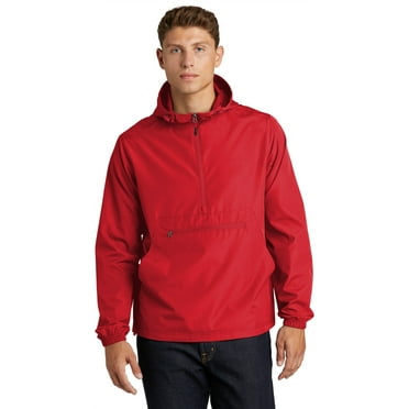 Sport-Tek JST66 Packable Anorak, White, XS, Mens Athletic Jackets