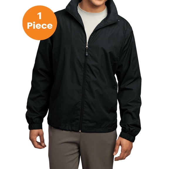 Sport-Tek JST70 Full-Zip Wind Jacket, Black, XS, Mens Athletic Jackets