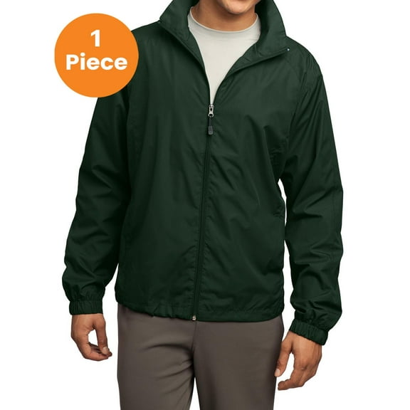 Sport-Tek JST70 Full-Zip Wind Jacket, Forest Green, XS, Mens Athletic Jackets