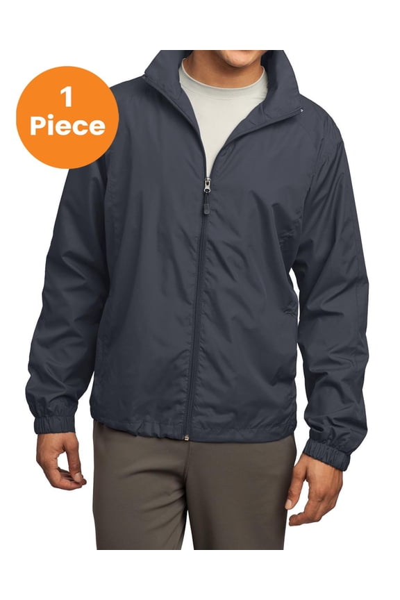 JST70 Full-Zip Wind Jacket, Graphite Grey, XL, Mens Athletic Jackets