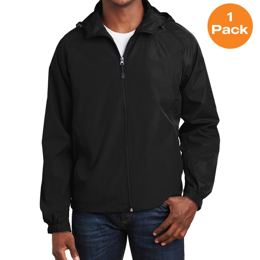 Hooded Raglan Jacket Sport-Tek JST73 Hooded Raglan Jacket, Black, XS, Mens Coats and Jackets ...