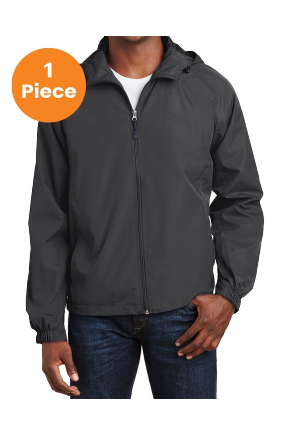 JST73 Hooded Raglan Jacket, Graphite Grey, L, Mens Coats and Jackets