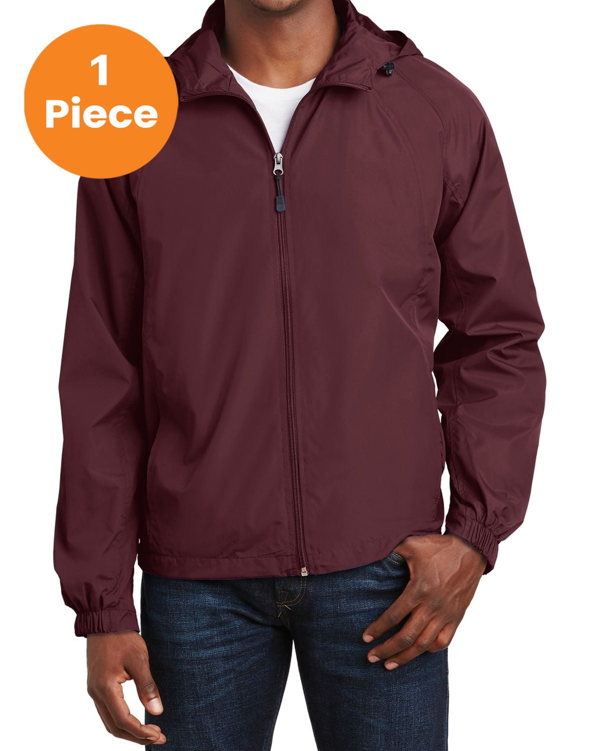 Hooded Raglan Jacket Sport-Tek JST73 Hooded Raglan Jacket, Maroon, L, Mens Raincoats ...