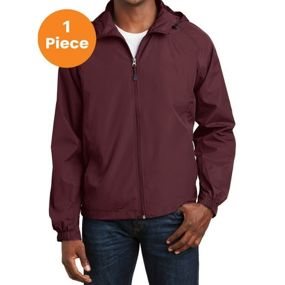 Sport-Tek JST73 Hooded Raglan Jacket, Maroon, XL, Mens Raincoats