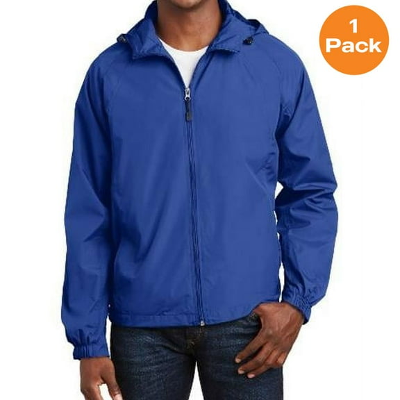Sport-Tek JST73 Hooded Raglan Jacket, True Royal, S, Mens Raincoats