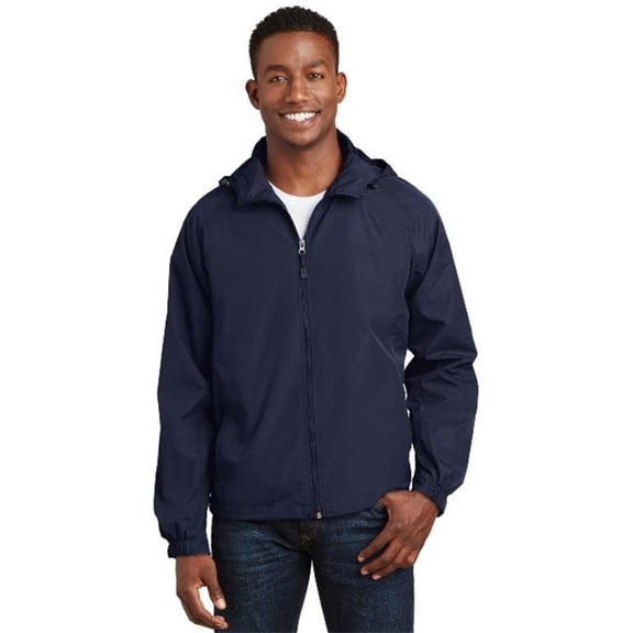 Sport-Tek JST73 Mens Hooded Raglan Jacket, True Navy - Small
