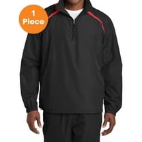 Sport-Tek JST75 1/2-Zip Wind Shirt, Black/True Red, XL, Mens Athletic Jackets