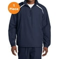 thumbnail image 1 of Sport-Tek JST75 1/2-Zip Wind Shirt, True Navy/White, 4XL, Big and Tall Active Jackets and Hoodies, 1 of 1