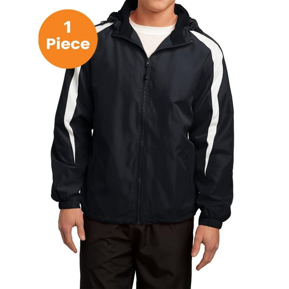 Sport-Tek JST81 Fleece-Lined Colorblock Jacket , Black/White, L, Mens Fleece Jackets