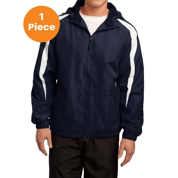 Sport-Tek JST81 Fleece-Lined Colorblock Jacket , True Navy/White, 2XL, Mens Fleece Jackets