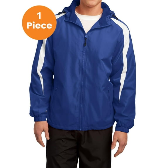 Sport-Tek JST81 Fleece-Lined Colorblock Jacket , True Royal/White, L, Mens Sweaters