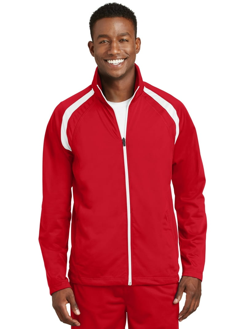 Sport-Tek JST90 Mens Tricot Track Jacket, True Red & White