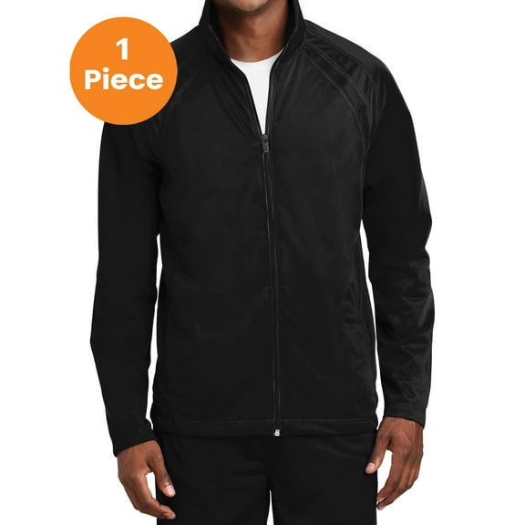 Sport-Tek JST90 Tricot Track Jacket, Black/Black, S, Mens Athletic Jackets