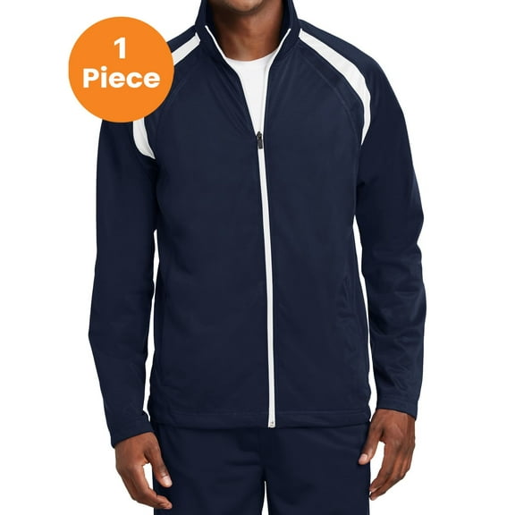 Sport-Tek JST90 Tricot Track Jacket, True Navy/White, XS, Mens Athletic Jackets