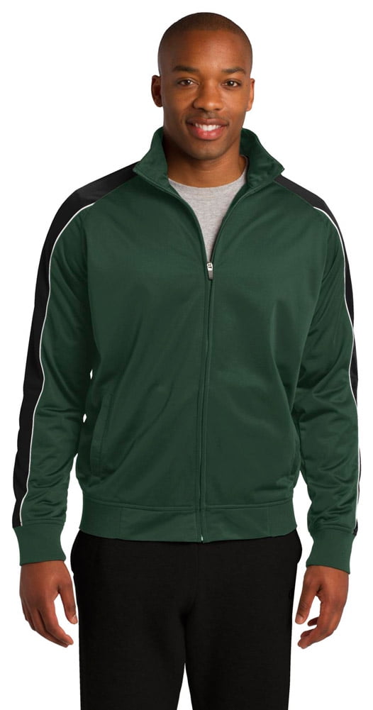 Sport-Tek JST92 Mens Piped Tricot Track Jacket - Forest Sport-Tek JST92 Mens Piped Tricot Track Jacket - Forest