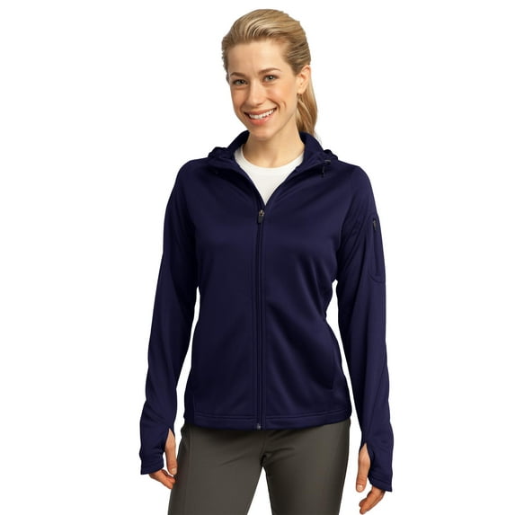 Sport-Tek L248 Ladies Tech Fleece Full-Zip Hooded Jacket, True Navy, XS