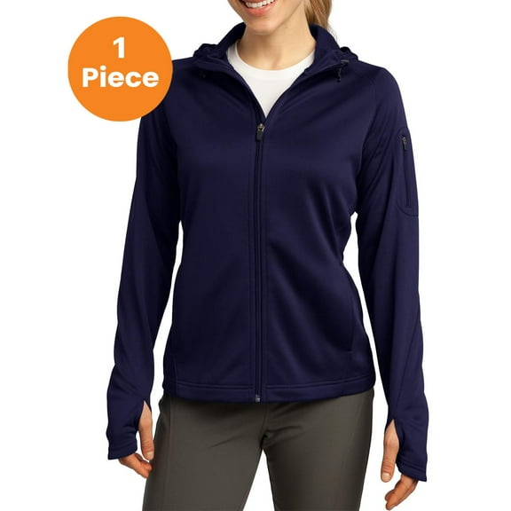 Sport-Tek L248 Ladies Tech Fleece Full-Zip Hooded Jacket, True Navy, XXL, Womens Hoodies