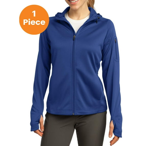 Sport-Tek L248 Ladies Tech Fleece Full-Zip Hooded Jacket, True Royal, M, Womens Hoodies