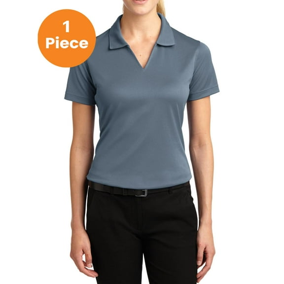 Sport-Tek L469 Ladies Dri-Mesh V-Neck Polo Shirt, Steel, 4XL, Womens Polo Shirts
