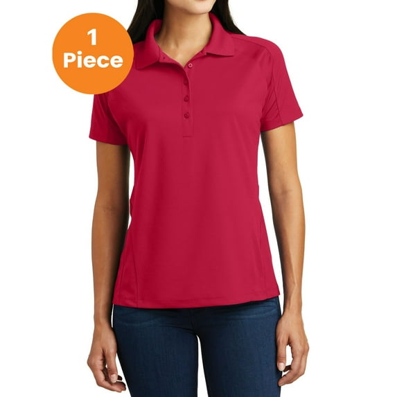 Sport-Tek L474 Ladies Dri-Mesh Pro Polo Shirt, Engine Red, S, Womens Polo Shirts
