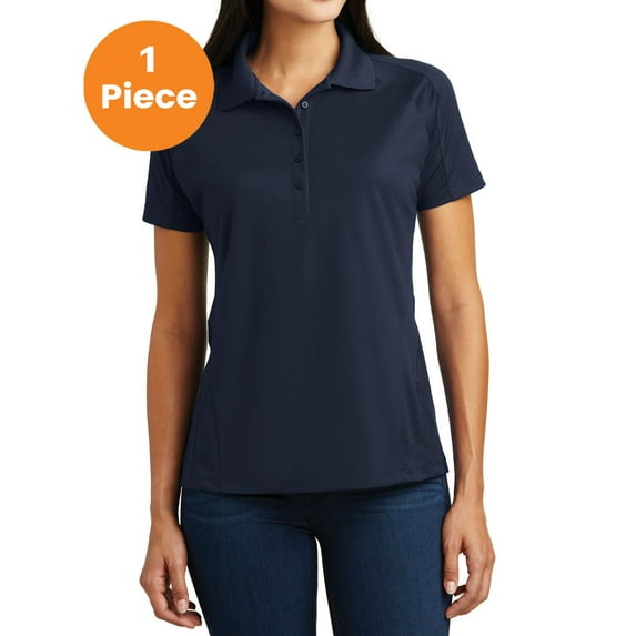 Sport-Tek L474 Ladies Dri-Mesh Pro Polo Shirt, Navy, M, Womens Workout Tops