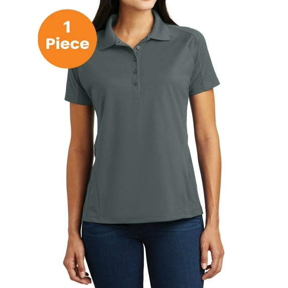 Sport-Tek L474 Ladies Dri-Mesh Pro Polo Shirt, Steel, XL, Womens Workout Tops