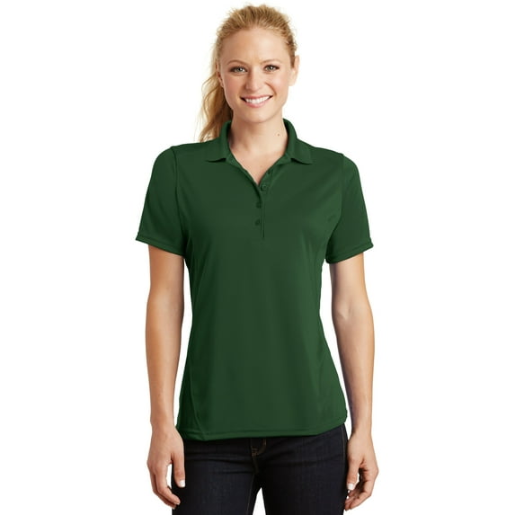 Sport-Tek L475 Ladies Dry Zone Raglan Accent Polo T-Shirt, Forest Green - Extra Large