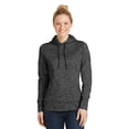 thumbnail image 1 of Sport-Tek LST225 Ladies PosiCharge Electric Heather Fleece Hooded Pullover, Grey- Black Electric, XS, 1 of 1
