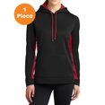 thumbnail image 1 of Sport-Tek LST235 Ladies Sport-Wick Fleece Colorblock Hooded Pullover, Black/ Deep Red, S, Womens Hoodies, 1 of 1