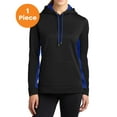 thumbnail image 1 of Sport-Tek LST235 Ladies Sport-Wick Fleece Colorblock Hooded Pullover, Black/ True Royal, L, Womens Hoodies, 1 of 1