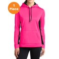 thumbnail image 1 of Sport-Tek LST235 Ladies Sport-Wick Fleece Colorblock Hooded Pullover, Neon Pink/ Black, XL, Womens Hoodies, 1 of 1