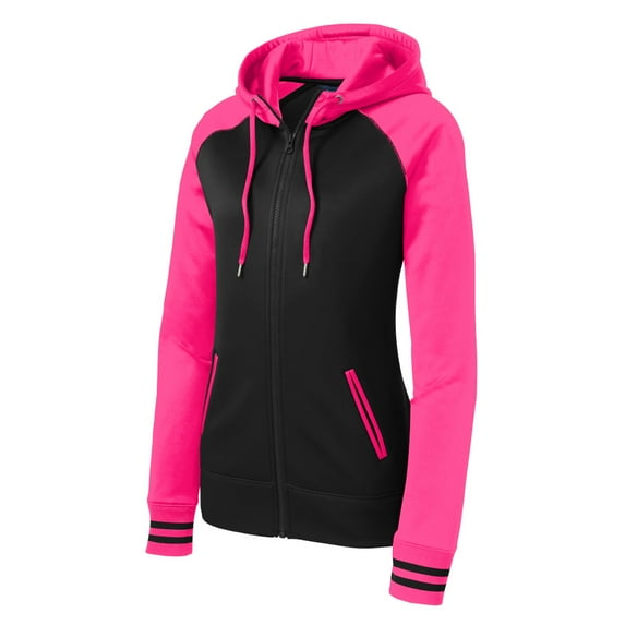 Sport-Tek LST236 Ladies Sport-Wick Varsity Fleece Full-Zip Hooded Jacket, Womens Activewear
