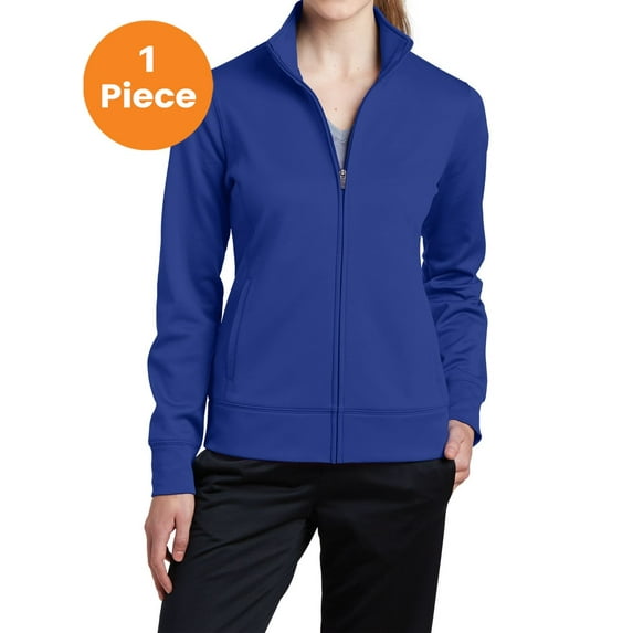 Sport-Tek LST241 Ladies Sport-Wick Fleece Full-Zip Jacket, True Royal, XXL, Womens Activewear