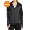 thumbnail image 1 of Sport-Tek LST245 Ladies Tech Fleece Colorblock Full-Zip Hooded Jacket , Black/ Graphite Heather/ Black, M, Womens Fleece Jackets, 1 of 1