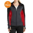 thumbnail image 1 of Sport-Tek LST245 Ladies Tech Fleece Colorblock Full-Zip Hooded Jacket , Black/ Graphite Heather/ True Red, S, Womens Fleece Jackets, 1 of 1