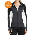 thumbnail image 1 of Sport-Tek LST245 Ladies Tech Fleece Colorblock Full-Zip Hooded Jacket , Black/ Graphite Heather/ White, M, Womens Fleece Jackets, 1 of 1