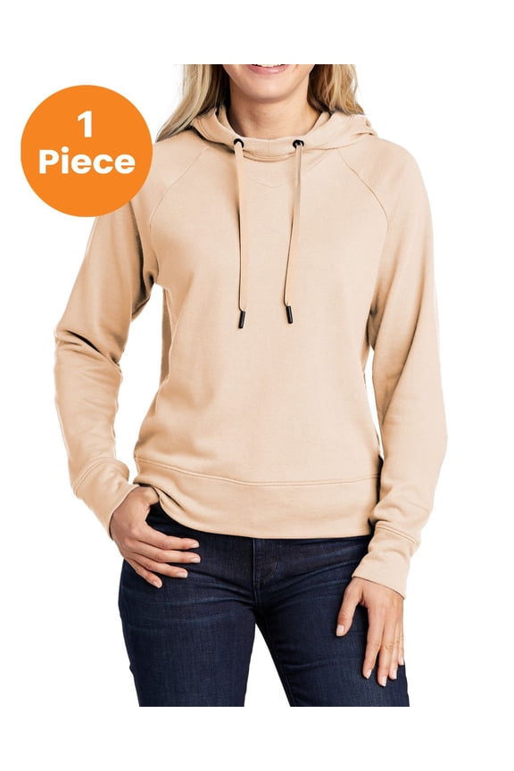 LST272 Ladies Lightweight French Terry Pullover Hoodie, Ecru, L, Womens Hoodies