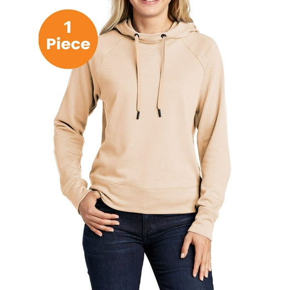 Sport-Tek LST272 Ladies Lightweight French Terry Pullover Hoodie, Ecru, XL, Womens Hoodies