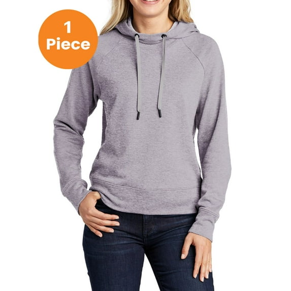 Sport-Tek LST272 Ladies Lightweight French Terry Pullover Hoodie, Heather Grey, XL, Womens Hoodies